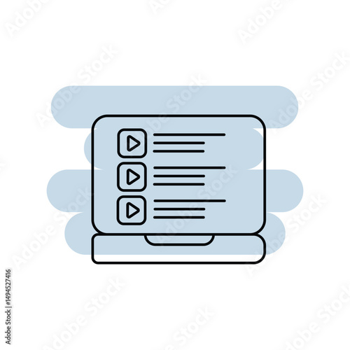Playlist  line icon with white background vector stock illustration