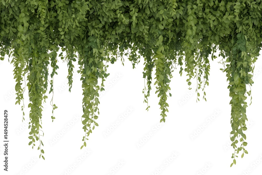 Naklejka premium Lush Green Hanging Leaves Curtain