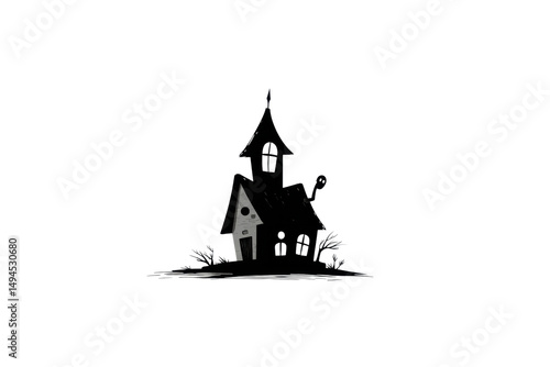 Wallpaper Mural PNG Spooky haunted house silhouette on isolated black background Torontodigital.ca
