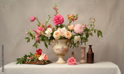 Wallpaper Mural Elegant Floral Arrangement in Vintage Vase with Pastel Colors Torontodigital.ca