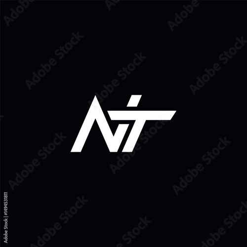 Initial Letter NT TN Logo Design with Modern Minimal Style.