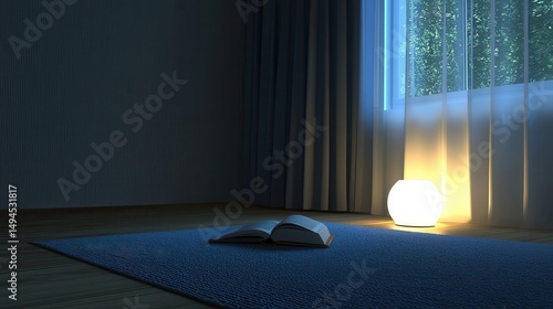 Serene Evening Open Book Soft Light Cozy Room