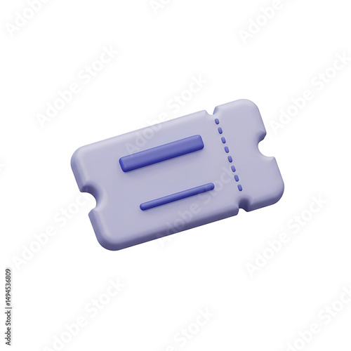 3d rendered ticket illustration with clean minimalist design for events and entertainment