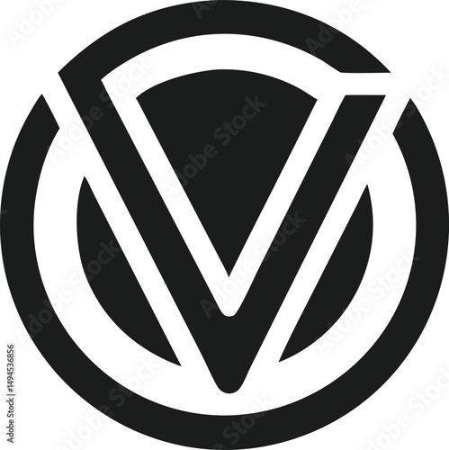 Abstract letter v minimal logo design in circle shape for branding