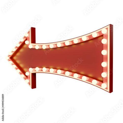 3d render Retro light box billboard template, promotional arrow banner ads and Cinema light frame.