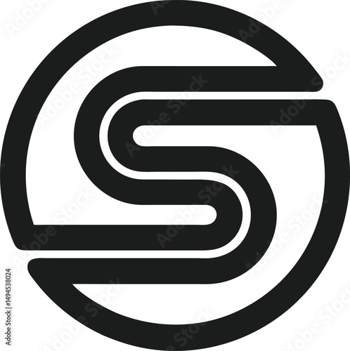 Minimalist logo design featuring abstract letter s within a circular shape