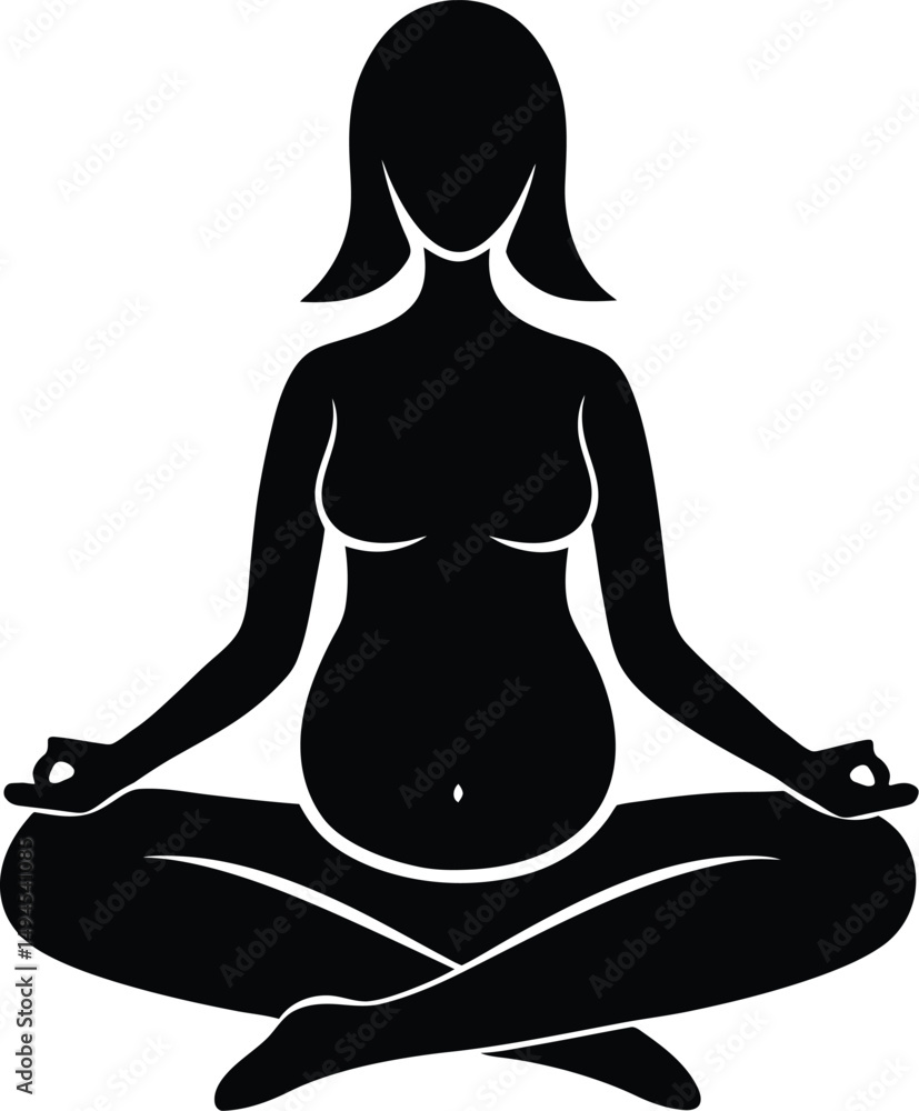 Silhouette of Pregnant Woman Meditating in Lotus Position Silhouette of Pregnant Woman Meditating in Lotus Position