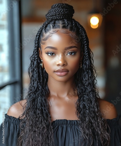 Elegant Woman with Braided Hairstyle