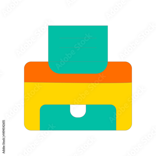 Colorful Printer Icon Vector Illustration – Modern Office and Printing Equipment Symbol