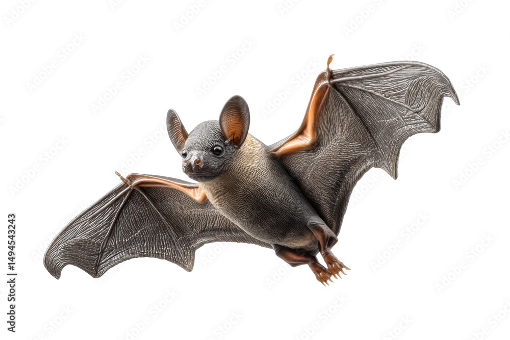 Obraz premium PNG Flying bat in mid-flight with detailed wings and alert expression