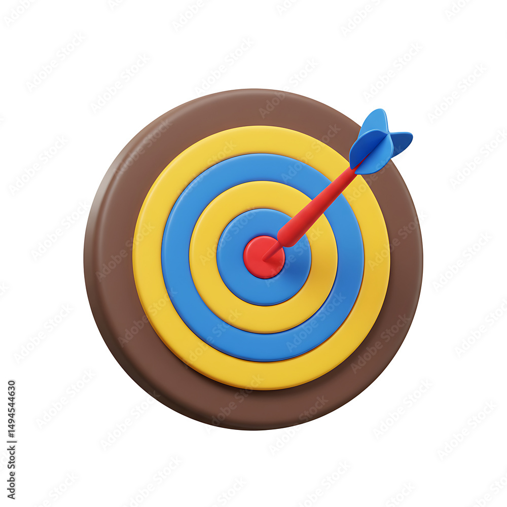 3d illustration of a dart hitting the bullseye demonstrating accuracy and goal achievement 3d illustration of a dart hitting the bullseye demonstrating accuracy and goal achievement