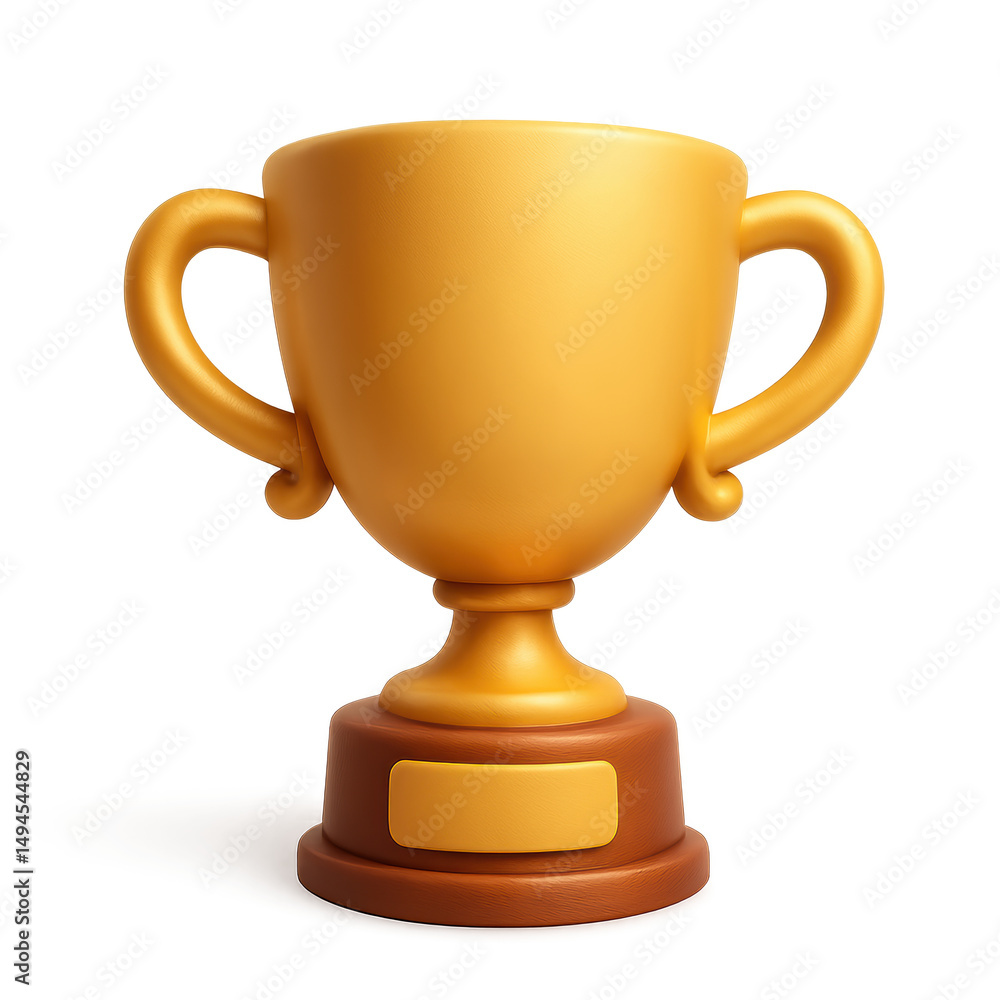 Golden Trophy Award: A 3D rendering of a classic golden trophy with two handles and a blank plaque, perfect for award ceremonies or victory celebrations. Golden Trophy Award: A 3D rendering of a classic golden trophy with two handles and a blank plaque, perfect for award ceremonies or victory celebrations.