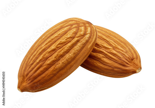 Two almonds isolated on transparent background
