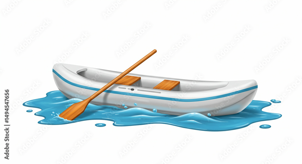 Fototapeta premium Cartoon boat resting in gentle water