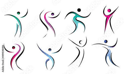 Dynamic Human Forms Active Lifestyle vector set icon