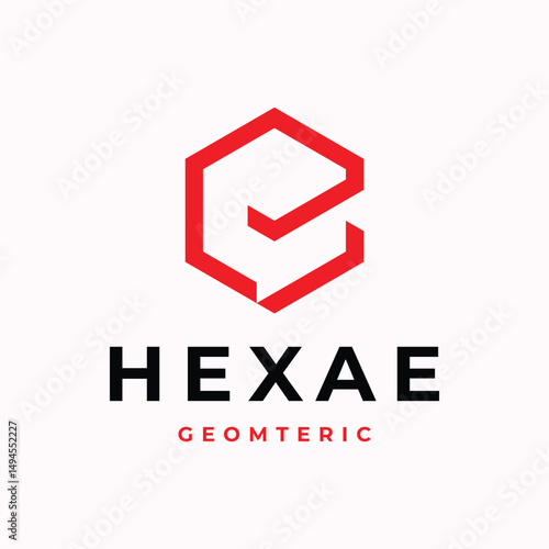 geometric logo or monogram initial letter E with hexagon