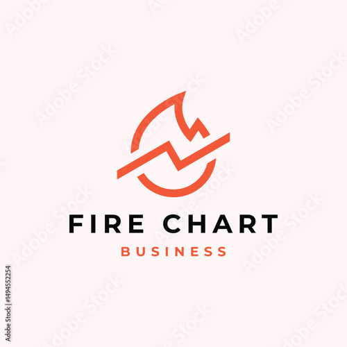 financial logo or rising chart with fire