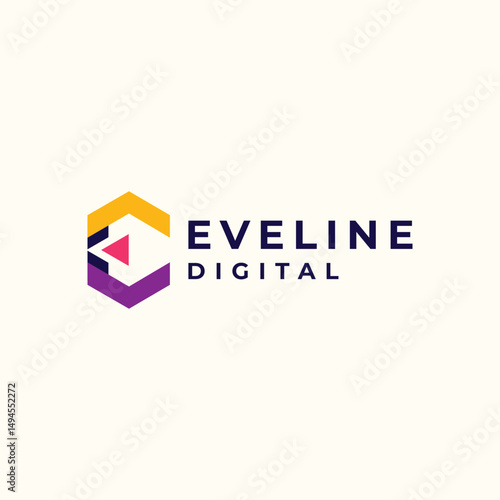 modern minimalist logo monogram initial letter E