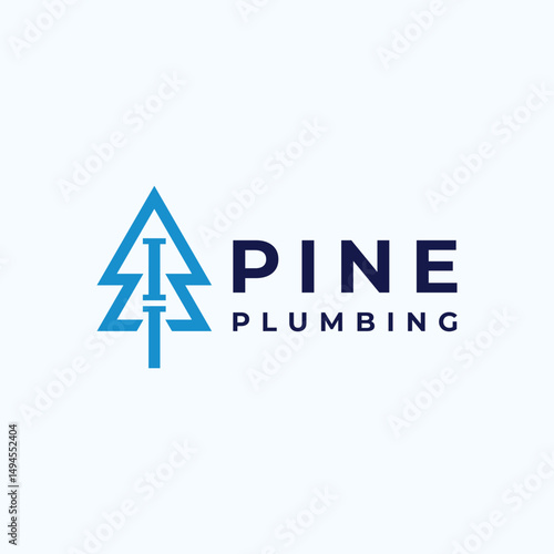 plumbing logo or pine tree with pipe