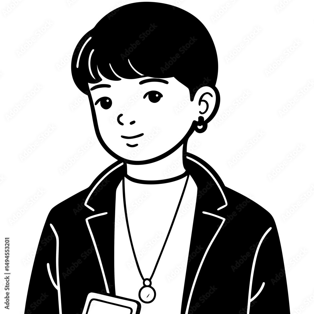 Illustration of young person in blazer isolated on transparent background Illustration of young person in blazer isolated on transparent background