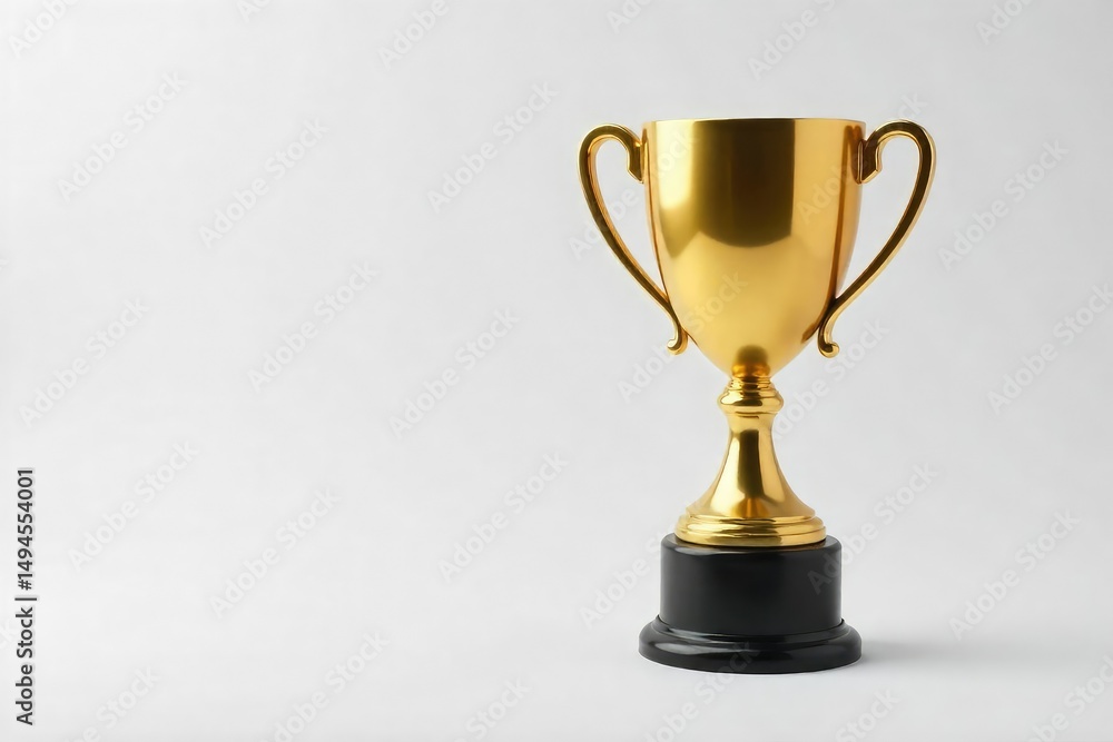 Gold trophy on white background, celebrating victory and success , award, pedestal Gold trophy on white background, celebrating victory and success , award, pedestal
