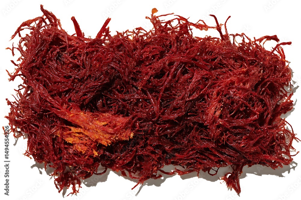 Naklejka premium Pile of dried red seaweed closeup