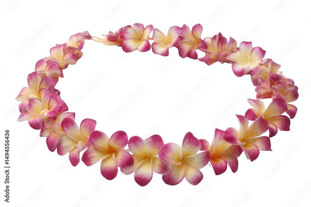 Obraz premium Hawaiian Lei Flower Necklace Isolated on White Transparent Background