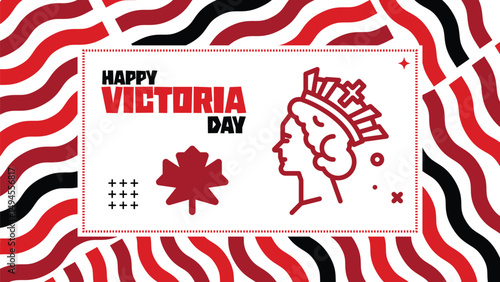 Happy Victoria Day wallpaper with flag on the side and Typography greetings. Canada victoria day holiday concept background