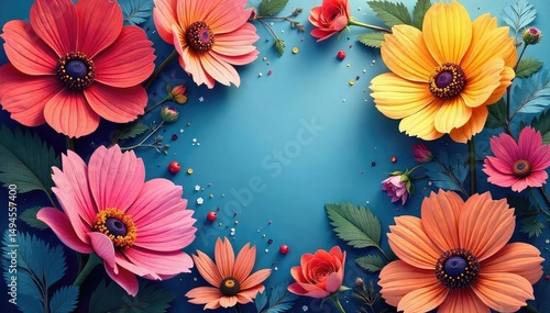 Vibrant floral background with colorful blooms Perfect for design projects , illustration, nature, floral texture