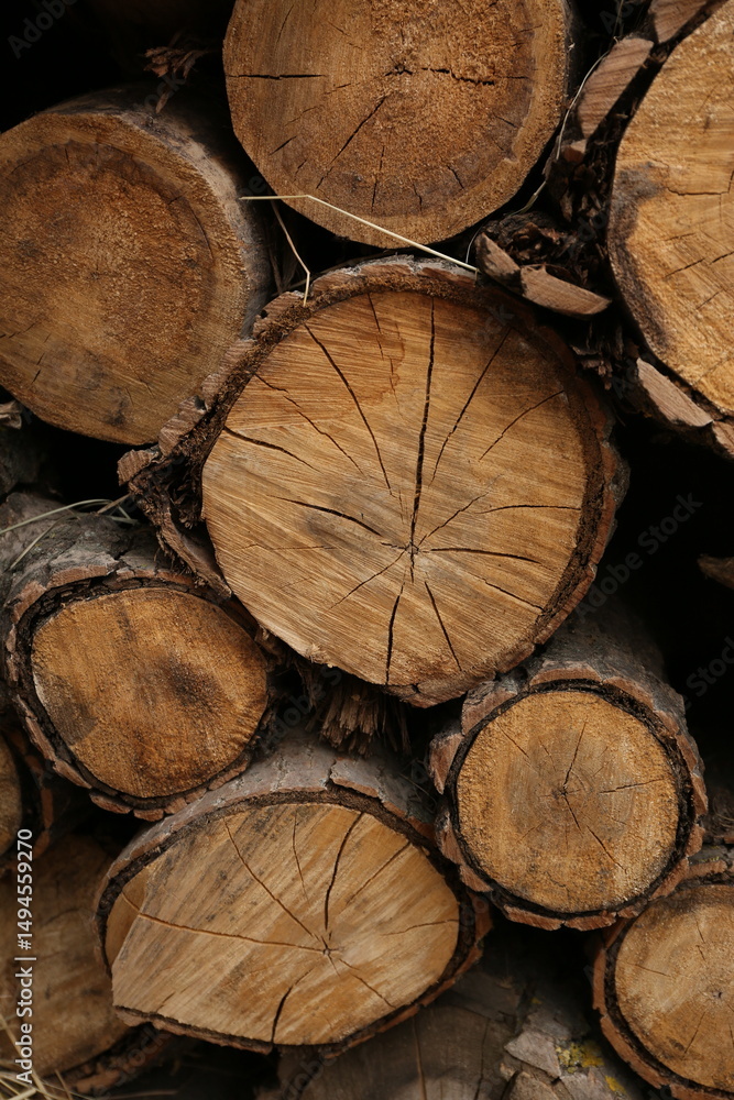 Fototapeta premium Wooden background. Texture, Tree stump wooden background.