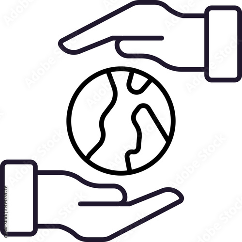 Planet between Hands Related Icon for Web Sites, Books, Cards, Apps