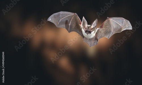 Obraz na plátně Bechstein’s Bat Hanging in Forest – Wildlife Photography