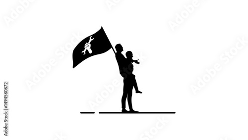 labor day , black isolated silhouette