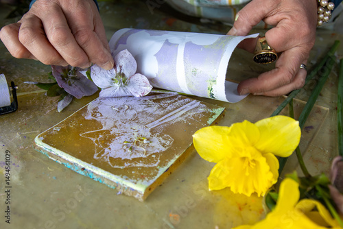 Removing Botanical Material After Gelli Press Print