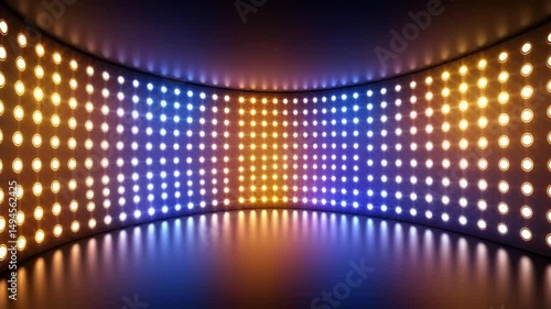 Abstract Stage Lighting Design With Blue And Orange Led Lights