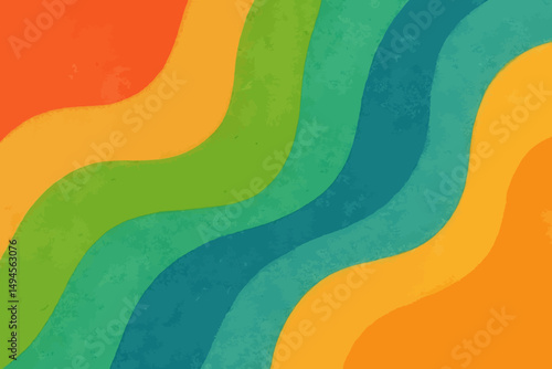 Retro Wavy Rainbow Lines Abstract Background with Vibrant Colors