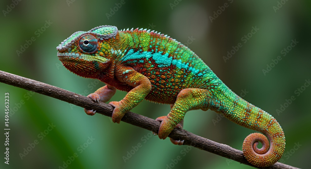 Obraz premium Vibrant Panther Chameleon on Branch