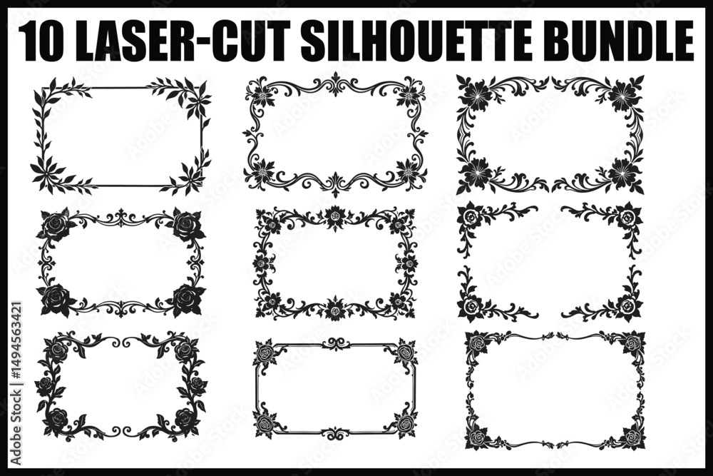 Fototapeta premium Elegant Floral Frame Bundle