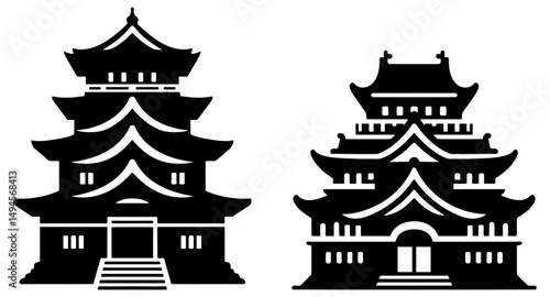 Japanese Castle Illustration.