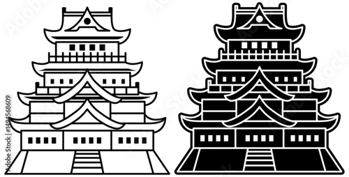 Japanese Castle Illustration.