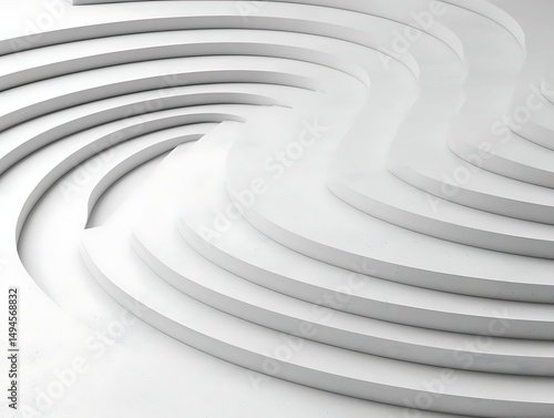 Abstract swirling white steps