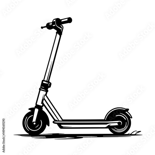 Dynamic kick scooter in line art style, precision and clarity