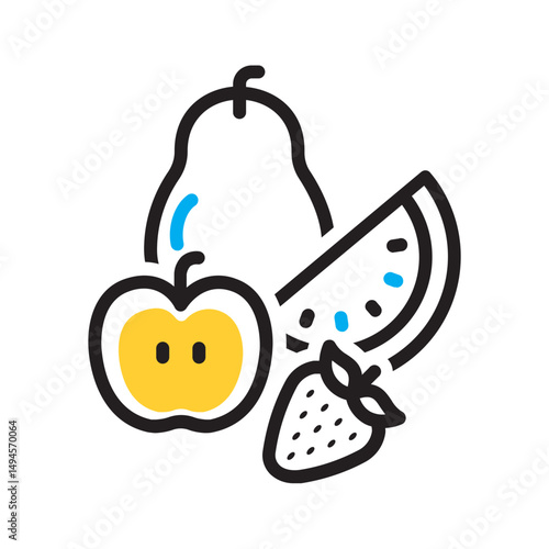 Vector multi color icon for Fruits