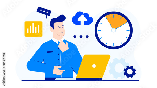 Concept of time management and technological innovation. Perfect for business presentations, productivity blogs, and industrial design websites.