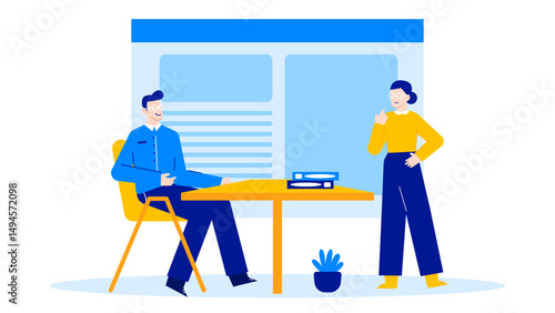 Two people at a table with plant. Suitable for home decor, interior design, lifestyle, and social gatherings concepts.