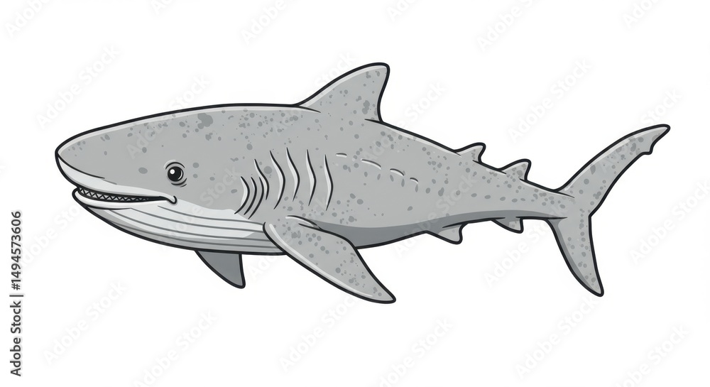 Obraz premium Detailed Illustration of a Grey Shark: A Stunning Depiction of Marine Life