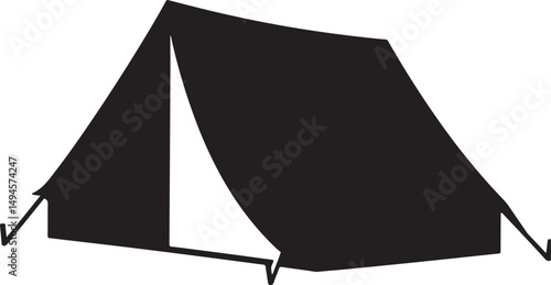 Camping tent silhouette vector illustration, Camper trailer icon vector symbol
