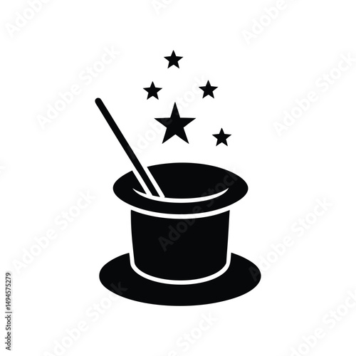 A magic hat silhouette vector art illustration
