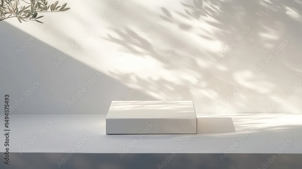 Obraz premium Minimalist White Box Display with Light and Shadow