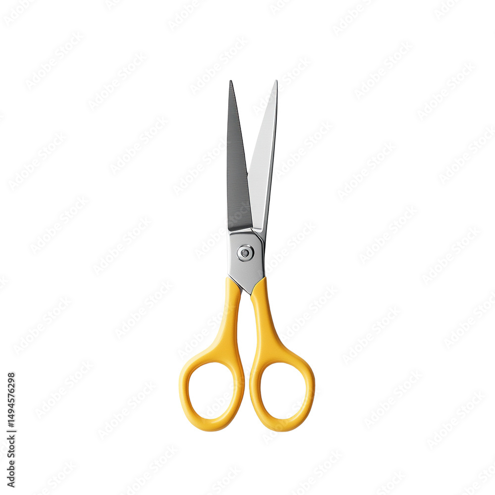 Isolated cutting tool exhibiting vivid yellow handles against stark backdrop Isolated cutting tool exhibiting vivid yellow handles against stark backdrop